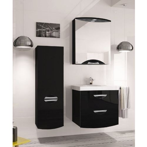 Зеркало-шкаф Style Line Жасмин-2 600/С Люкс, черный, с подсветкой