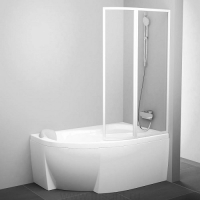 Шторка для ванны RAVAK VSK2 ROSA 160 R 970-990х1500 правая, профиль белый, полистирол Rain