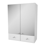 Зеркальный шкаф Merkana Валенсия 50, с двумя ящиками, двойной, белый